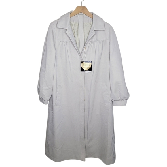 Vintage Jackets & Blazers - Vintage NWT Forecaster of Boston | Cream Water Repellent Trench Coat Size 11/12